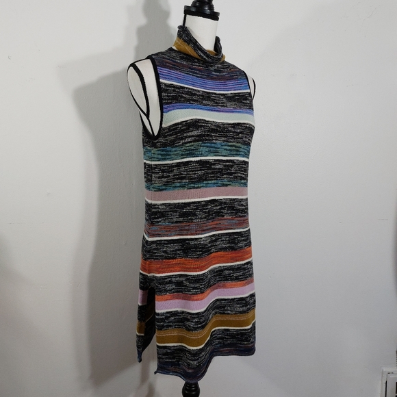 SOLD Anthropologie Maeve Rainbow Striped Knit Tunic Sweater Dress Size M - Picture 5 of 11
